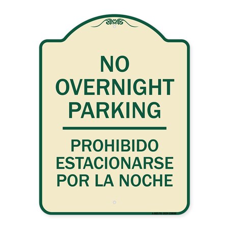 Signmission No Overnight Parking Prohibido Estacionarse Por La Noche Heavy-Gauge Alum, 24" x 18", TG-1824-23830 A-DES-TG-1824-23830